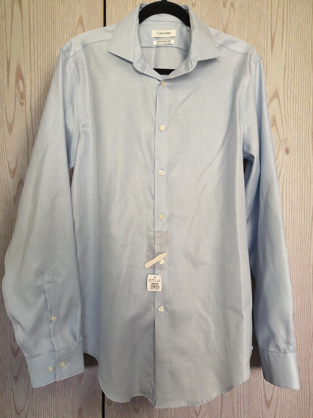 NWT Calvin Klein Infinite Non-Iron Slim Fit Dress Shirt Blue 15.5 34/35 Medium